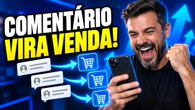 Homem comemorando enquanto comentários viram carrinhos de compra