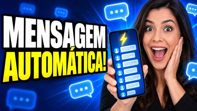 Mulher surpresa segurando o celular com várias mensagens automáticas chegando